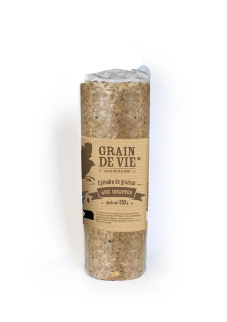GRAIN DE VIE Cylindre de graisse pour oiseaux du ciel aux insectes - 850 g