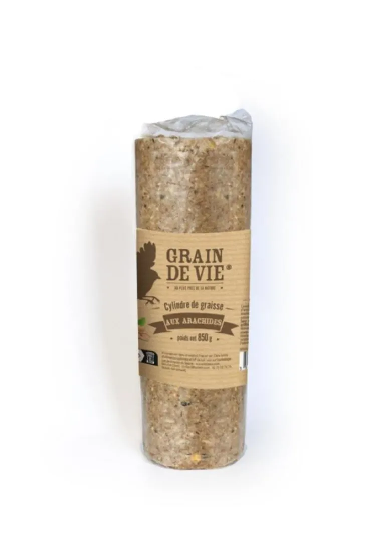 GRAIN DE VIE Cylindre de graisse pour oiseaux du ciel aux arachides - 850 g