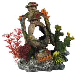 EUROPET Décor aquarium artefact englouti 3 coloris multicolore en résine polyester - 14,5 x 9 x 16,7 cm
