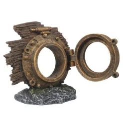 EUROPET Décor aquarium hublot Jules Verne coloris marron en résine de polyester