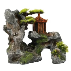 EUROPET Décor aquarium sanctuaire coloris gris résine de polyester- 23,7 x 13 x 19,5 cm