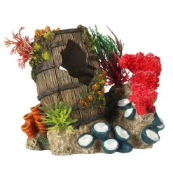 EUROPET Décor d'aquarium Artefact englouti 2 coloris multicolore en résine de polyester - 15,3 x 11,6 x 13,7 cm