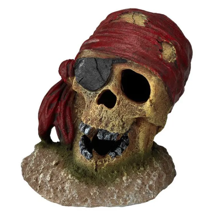 EUROPET Décor d’aquarium Crâne de pirate œil bandé - 8 cm