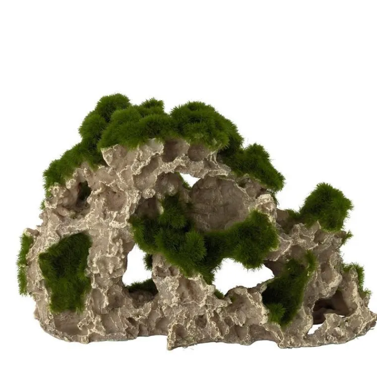 EUROPET Décor d'aquarium Moss rock 3 coloris marron en résine de polyester - 25 x 9 x 17 cm