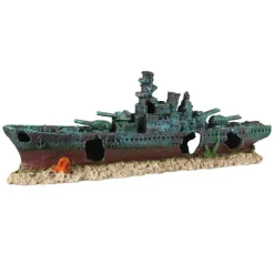 EUROPET Décor d'aquarium navire de combat 2 coloris multicolore en résine de polyester - 47,5 x 9,5 x 17 cm