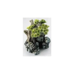 EUROPET Décor d'aquarium pierre bonsai coloris vert en résine de polyester - 16,5 x 16,5 x 18 cm