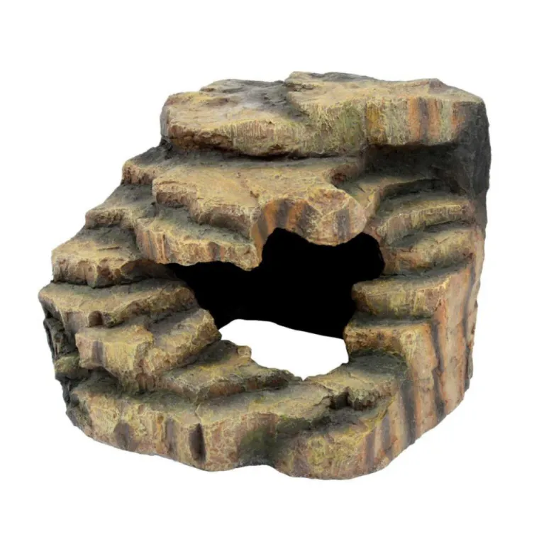 AQUAVIE Décor pour terrarium en synthétique coloris beige Caverne Roche Cubic - 20 x 20 x 16 cm