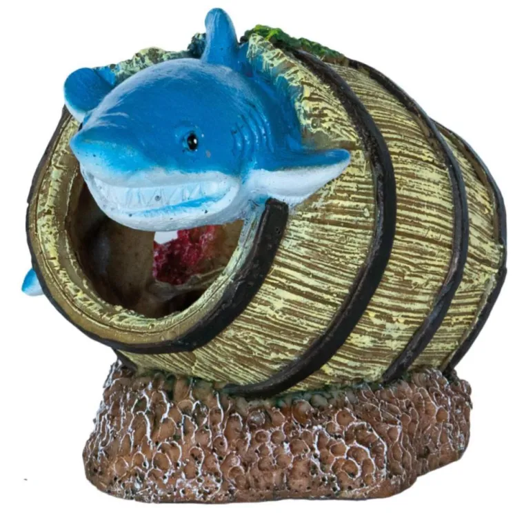 SUPERFISH Décoration pour aquarium coloris vert Requin dans un Baril