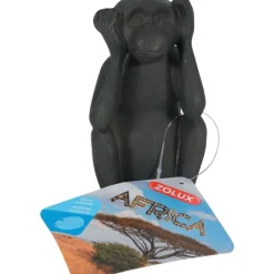 ZOLUX Décoration pour aquarium en résine coloris noir singe de la sagesse « n'entends pas pas » – 10,3 cm
