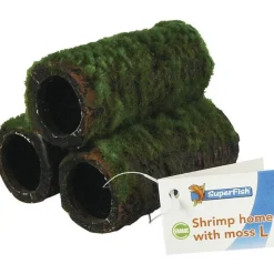 AQUADISTRIB Décoration pour crevettes d'aquarium coloris vert en céramique avec mousse Superfish Shrimp Home - Taille L 7,5 x 7,5 x 7,5 cm