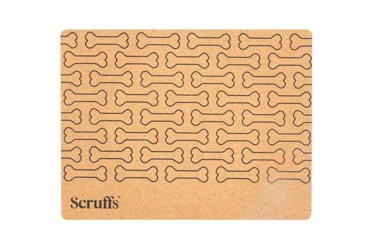 SCRUFFS Dessous de gamelle coloris marron en liège motifs os – 40 x 30 cm