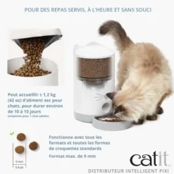CATIT Distributeur de nourriture pour chat coloris blanc Pixi Smart Wifi – 1,2 kg