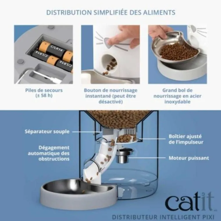 CATIT Distributeur de nourriture pour chat coloris blanc Pixi Smart Wifi – 1,2 kg