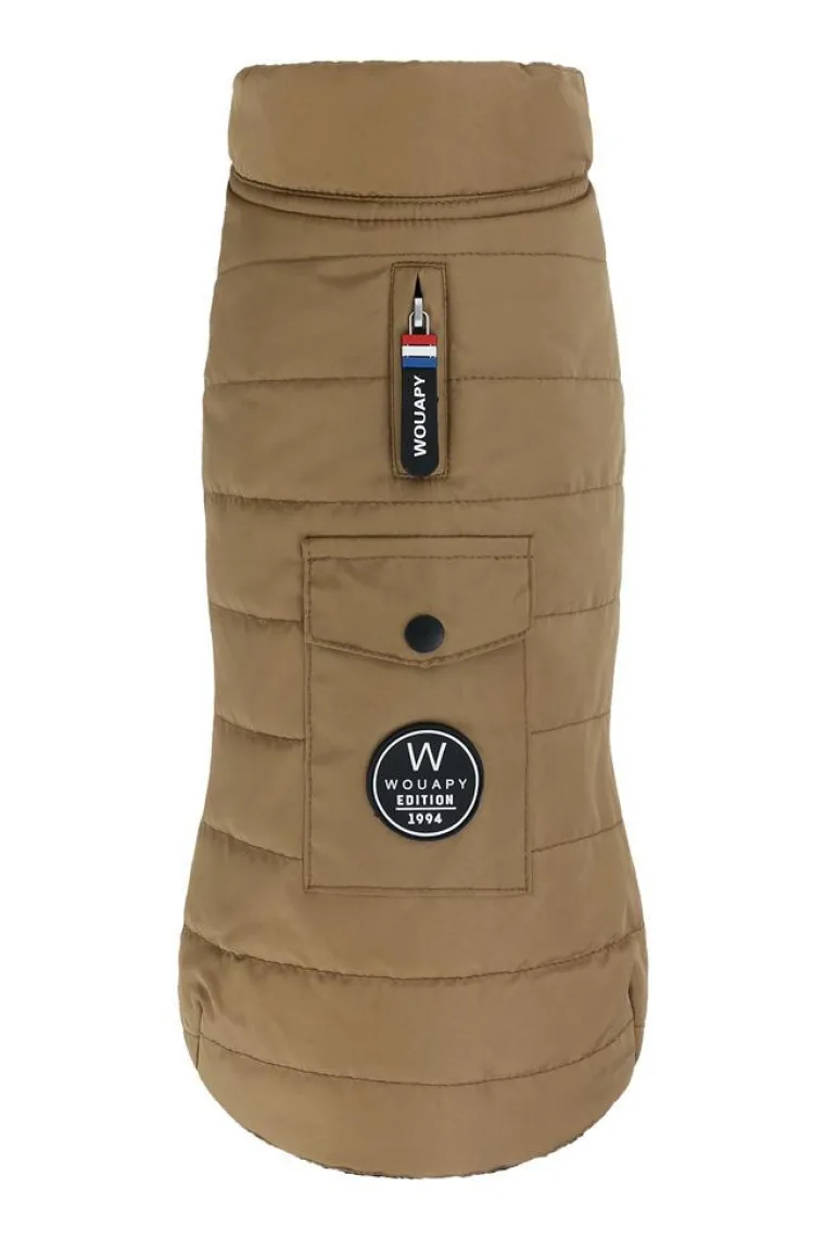 WOUAPY Doudoune pour chien en tissu recyclé coloris camel - Taille XXS