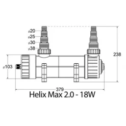 BLUE CORAL Filtre UV aquarium, efficacité maximale, AQUA MEDIC Helix Max 2.0 - 18W