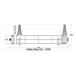 BLUE CORAL Filtre UV aquarium, efficacité maximale, AQUA MEDIC Helix Max 2.0 - 55W