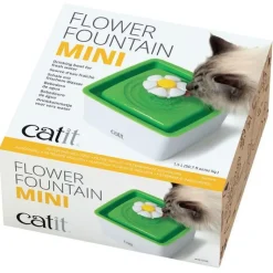 CATIT Fontaine à eau pour chat blanche et verte Flower Mini 2.0 - 1,5 L
