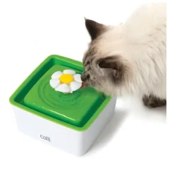 CATIT Fontaine à eau pour chat blanche et verte Flower Mini 2.0 - 1,5 L