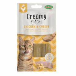 BUBIMEX Friandise en crème pour chat poulet et fromage Creamy x 4 - 60 g