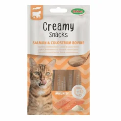 BUBIMEX Friandise en crème pour chat saumon et colostrum bovin Creamy x 4 - 60 g