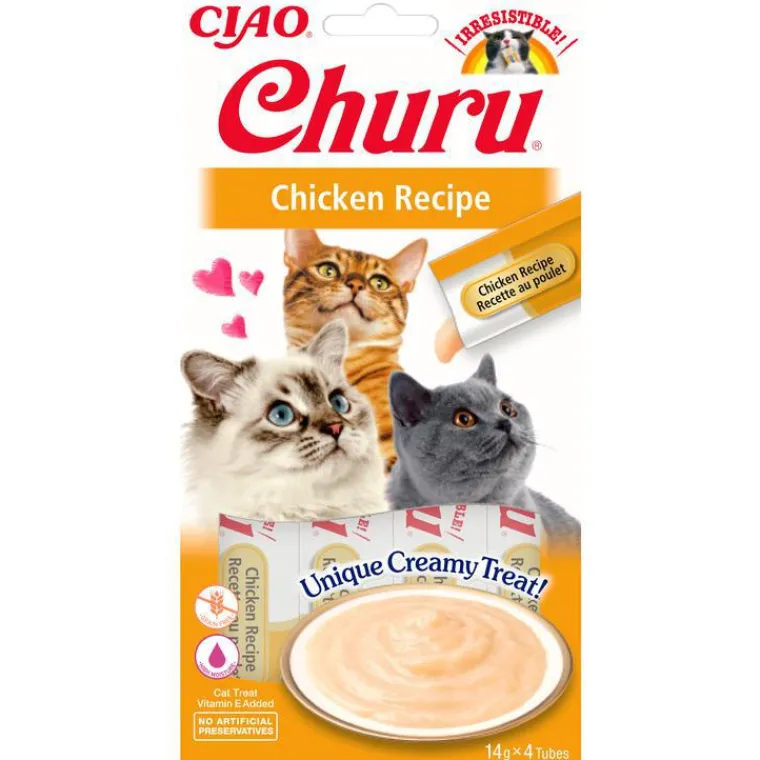 CHURU Friandise en crème pour chat au poulet Inaba - 4 x 14 g
