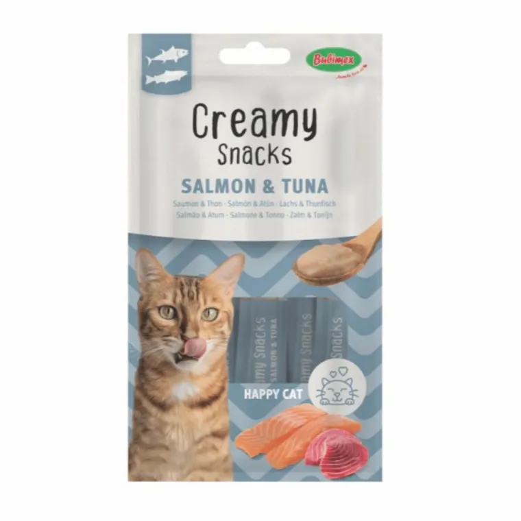 BUBIMEX Friandise en crème pour chat thon et saumon Creamy x 4 - 60 g