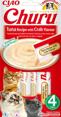 CHURU Friandise en crème pour chat thon avec saveur crabe Inaba Ciao - 4 x 14 g