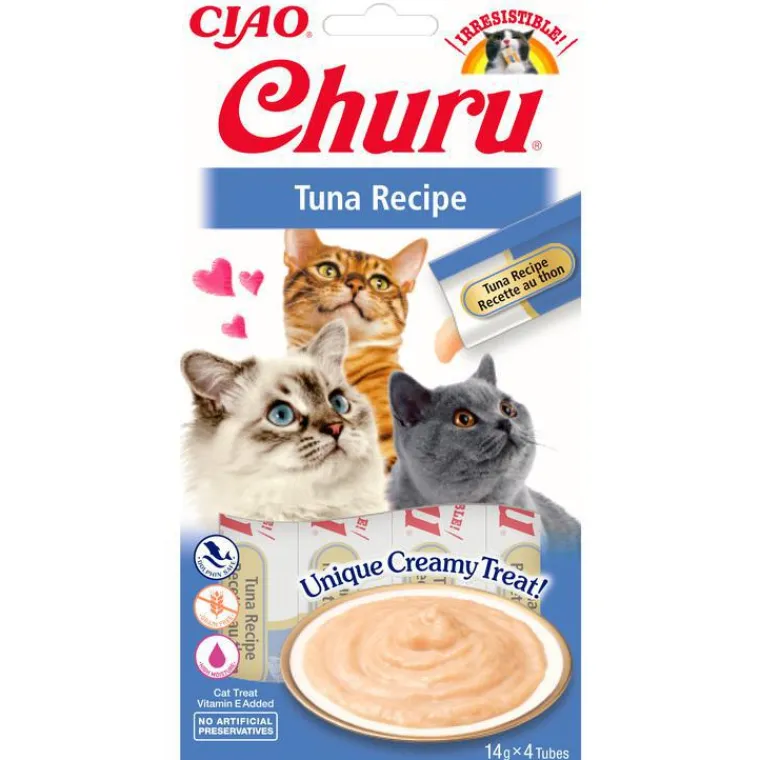 INABA Friandise en crème pour chat au thon Churu - 4 x 14 g