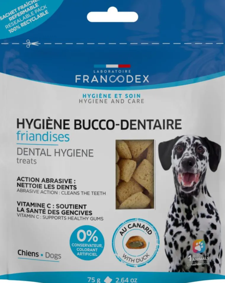 FRANCODEX Friandises dentaires pour chien au canard - 70 g