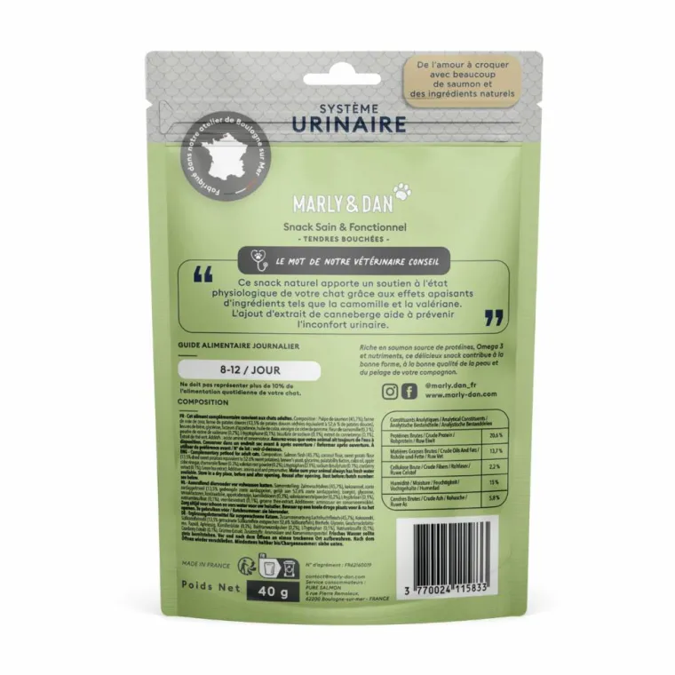 MARLY & DAN Friandises pour chat tendres bouchées système urinaire - 40 g