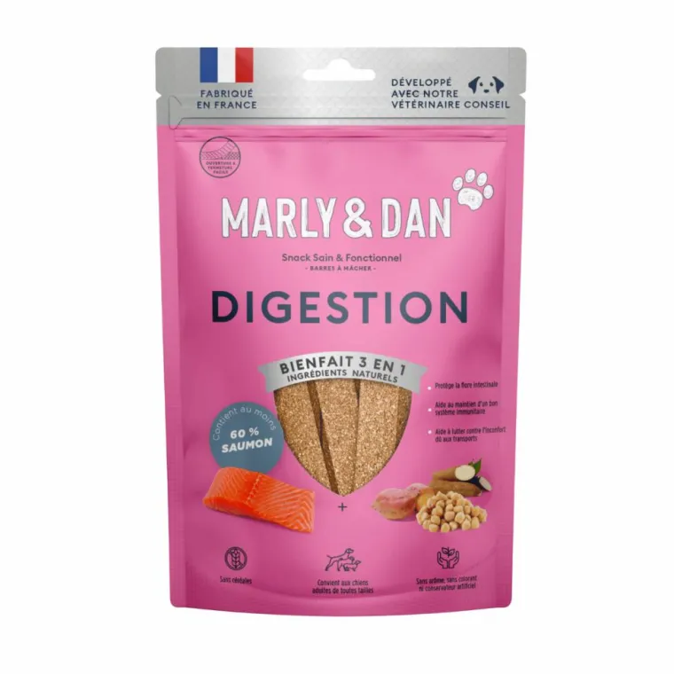 MARLY & DAN Friandises pour chien barres à mâcher digestion - 80 g