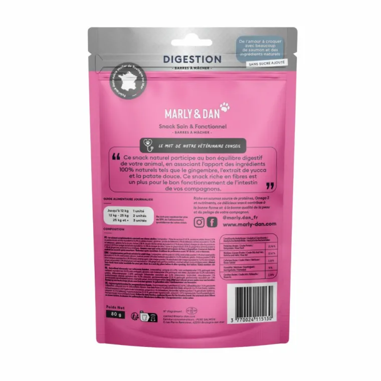 MARLY & DAN Friandises pour chien barres à mâcher digestion - 80 g