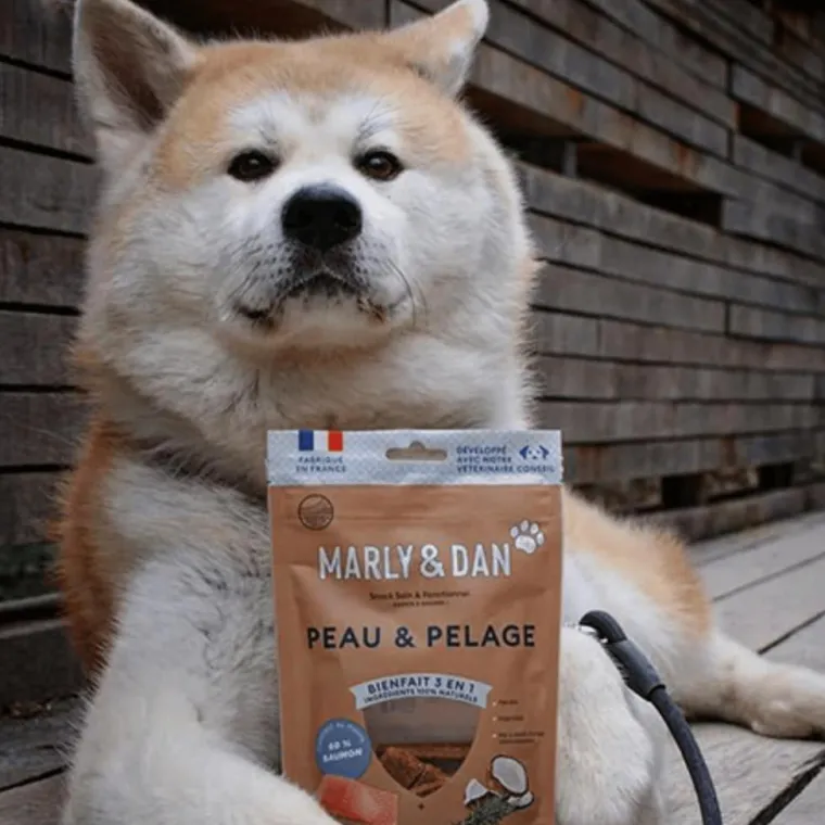 MARLY & DAN Friandises pour chien barres à mâcher peau et pelage - 80 g