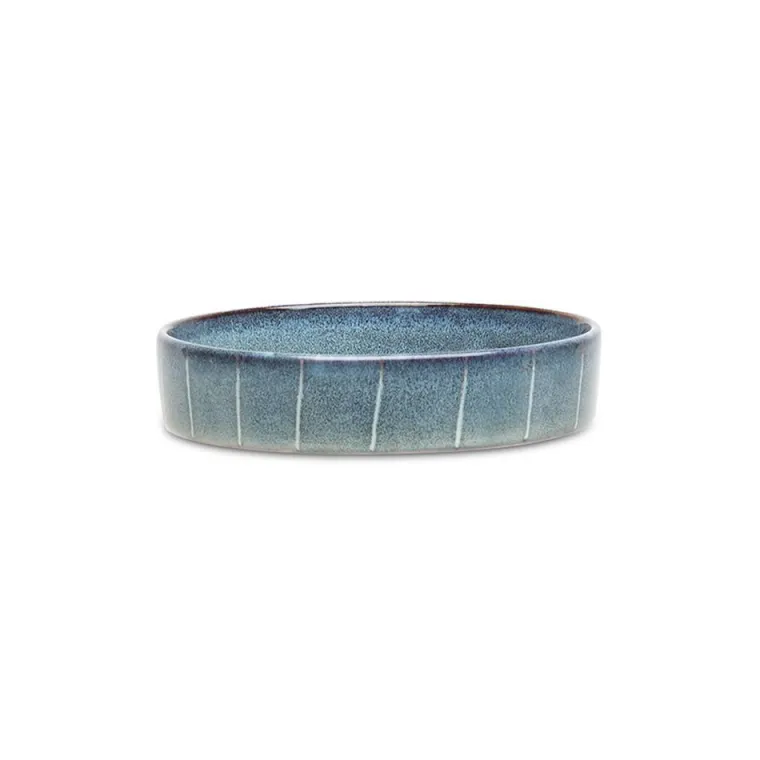 SCRUFFS Gamelle pour chat en grès coloris gris avec rayures Reactive Glaze - 13 x 13 x 3 cm