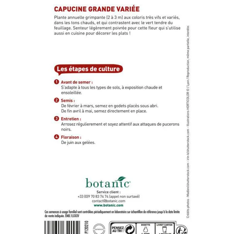 BOTANIC® Graines de capucine grande variée - graines à semer