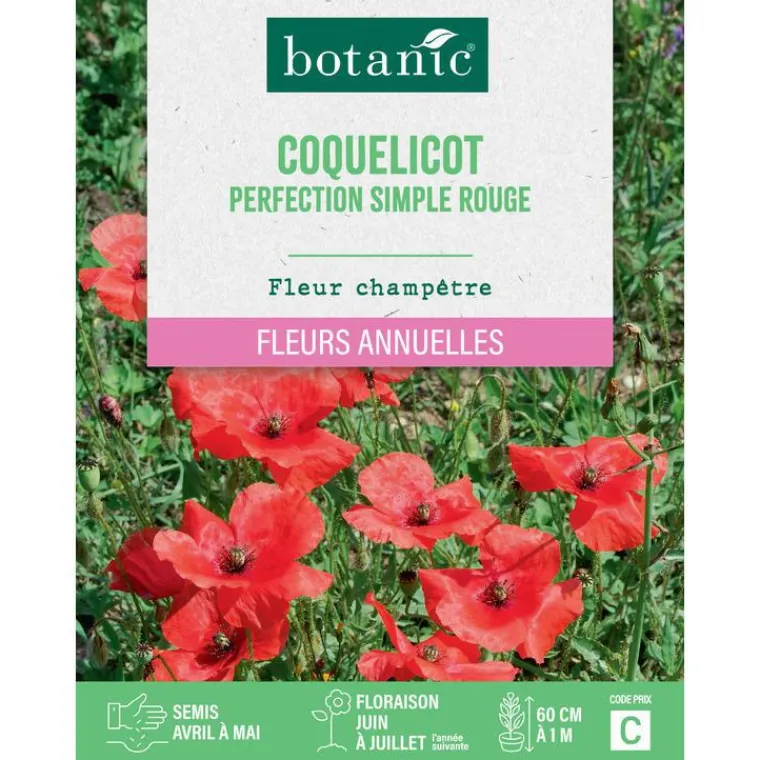 BOTANIC® Graines de coquelicot perfection simple rouge - graines à semer