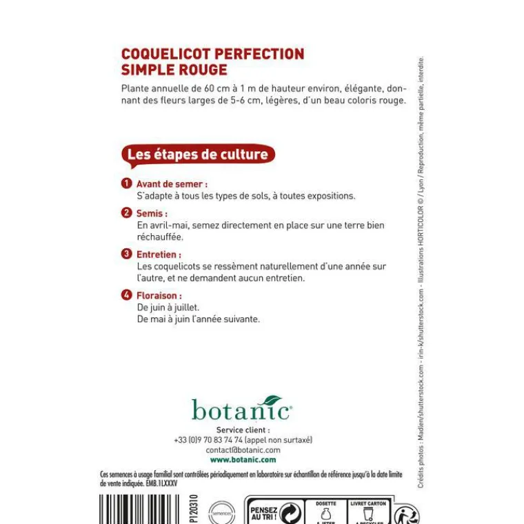 BOTANIC® Graines de coquelicot perfection simple rouge - graines à semer