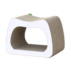 WOUAPY Griffoir pour chat coloris blanc Kaverno - 38 x 28 x 25 cm