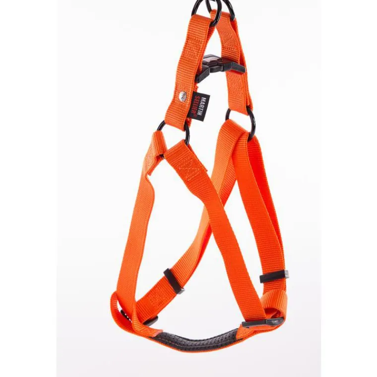 MARTIN SELLIER Harnais baudrier réglable orange pour chien - 4x90/110 cm