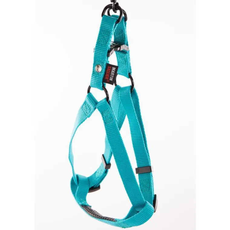 MARTIN SELLIER Harnais baudrier réglable turquoise pour chien - 2,5x70/90 cm