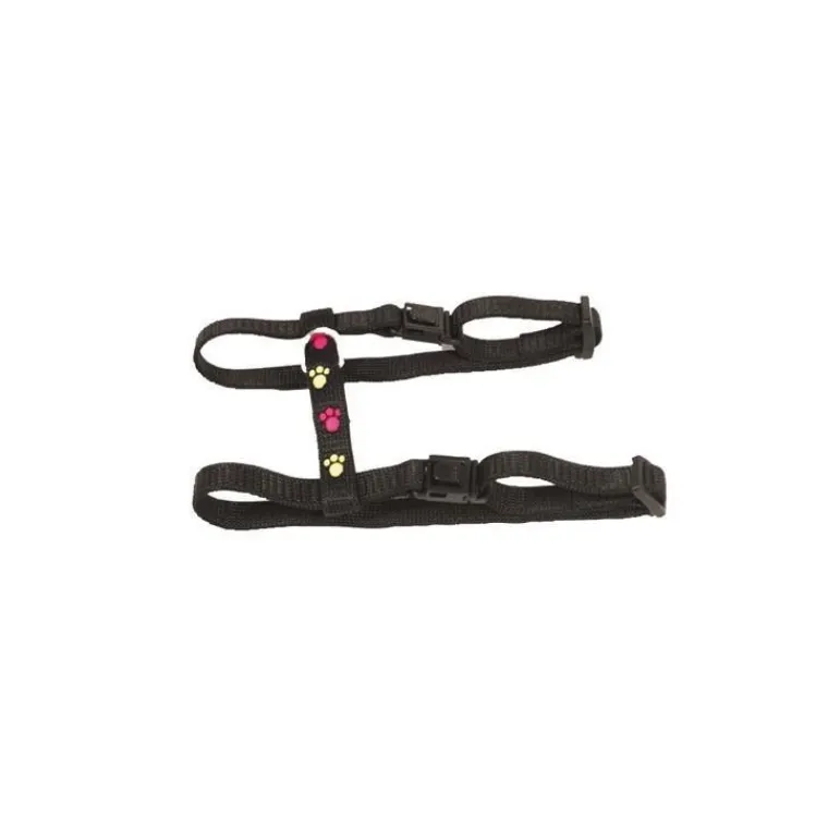 MARTIN SELLIER Harnais chat noir à motif 10 mm - 25/35 cm