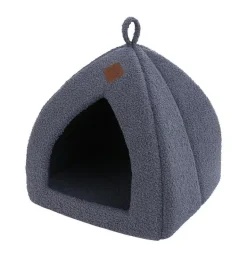 WOUAPY Igloo pour chat gris Teddy petit modèle - 35 x 35 x 38 cm