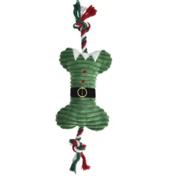 BUBIMEX Jouet de Noël pour chien coloris multicolore os en peluche avec corde - 14 x 43 cm