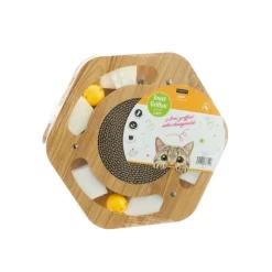 WOUAPY Jouet pour chat coloris beige Hexagone aire de jeux avec griffoir – 31,5 x 4,5 x 35 cm