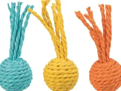 TRIXIE Jouet pour chat coloris multicolore balle hochet et cordelette en papier - Ø 4 x 11 cm