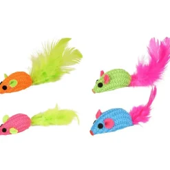 FLAMINGO Jouet pour chat souris avec plumes - 10 cm