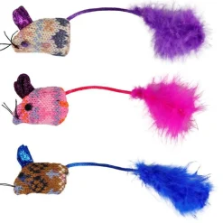 FLAMINGO Jouet pour chat souris Mohaire - Les 3 pièces