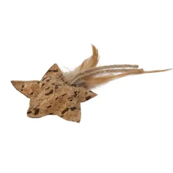 WOUAPY Jouet pour chat étoile en liège avec plume 15x10 cm
