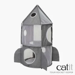 CATIT Jouet pour chat tour à chat Fusée Vesper Rocket Ship coloris bleu