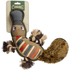 DUVOPLUS Jouet pour chien coloris marron peluche ornithorynque Canvas - 34 x 21 x 6 cm